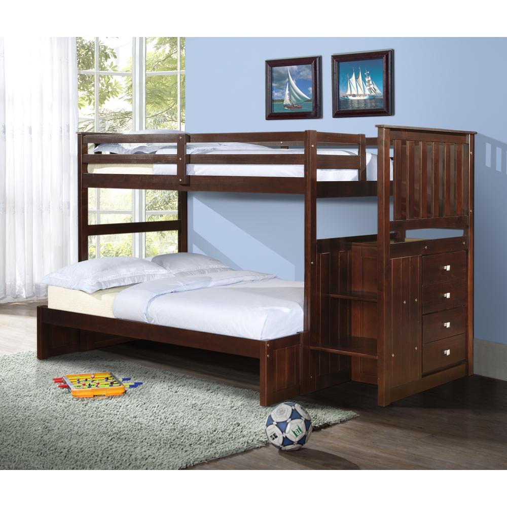 Twin/Full Mission Stairway Bunk Bed