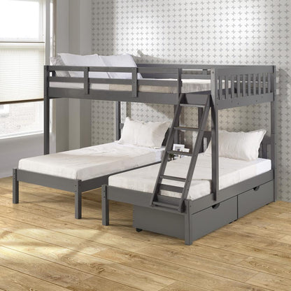 Full Over Double Twin Bed Loft Bunk In Dark Grey Finish
