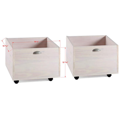 Twin Junior Low Loft Toy Box White Wash & Dark Grey (Set of 2)
