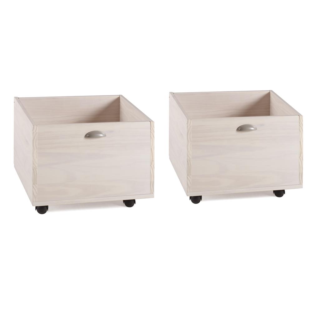Twin Junior Low Loft Toy Box White Wash & Dark Grey (Set of 2)