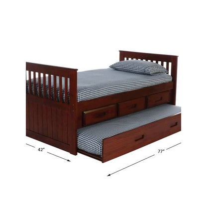 Twin Mission Rake Bed W/3 Drawer Elevation Kit And Twin Trundle