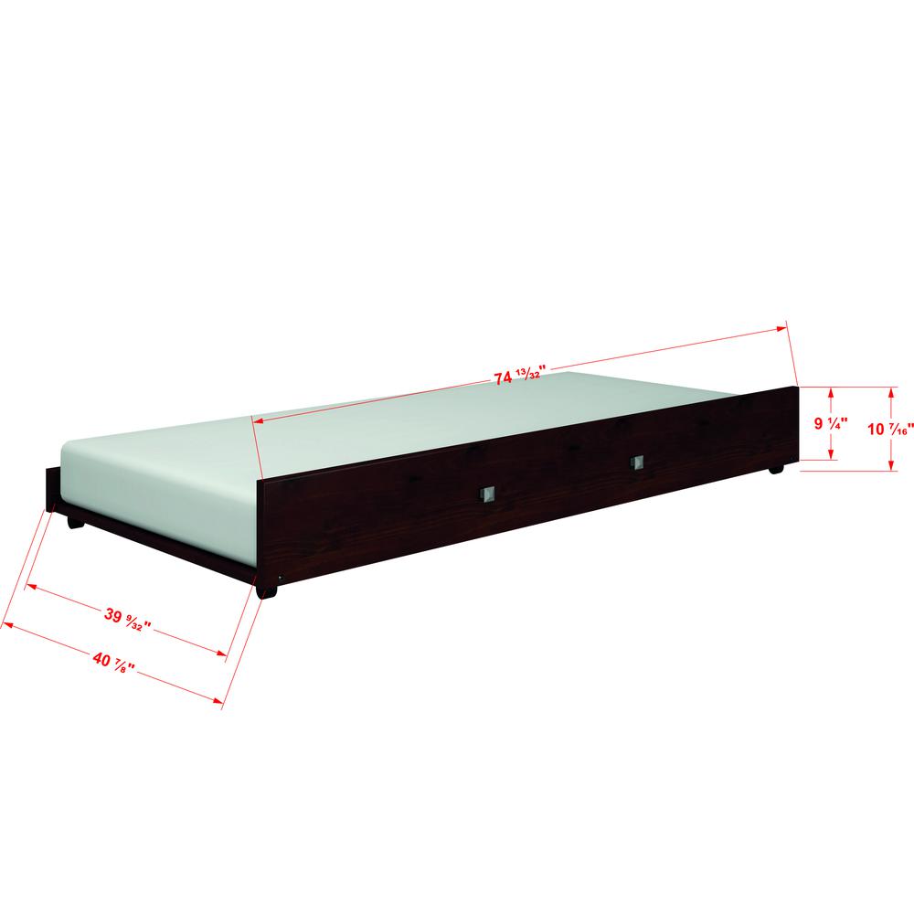 Twin Trundle Bed dark cappuccino finish