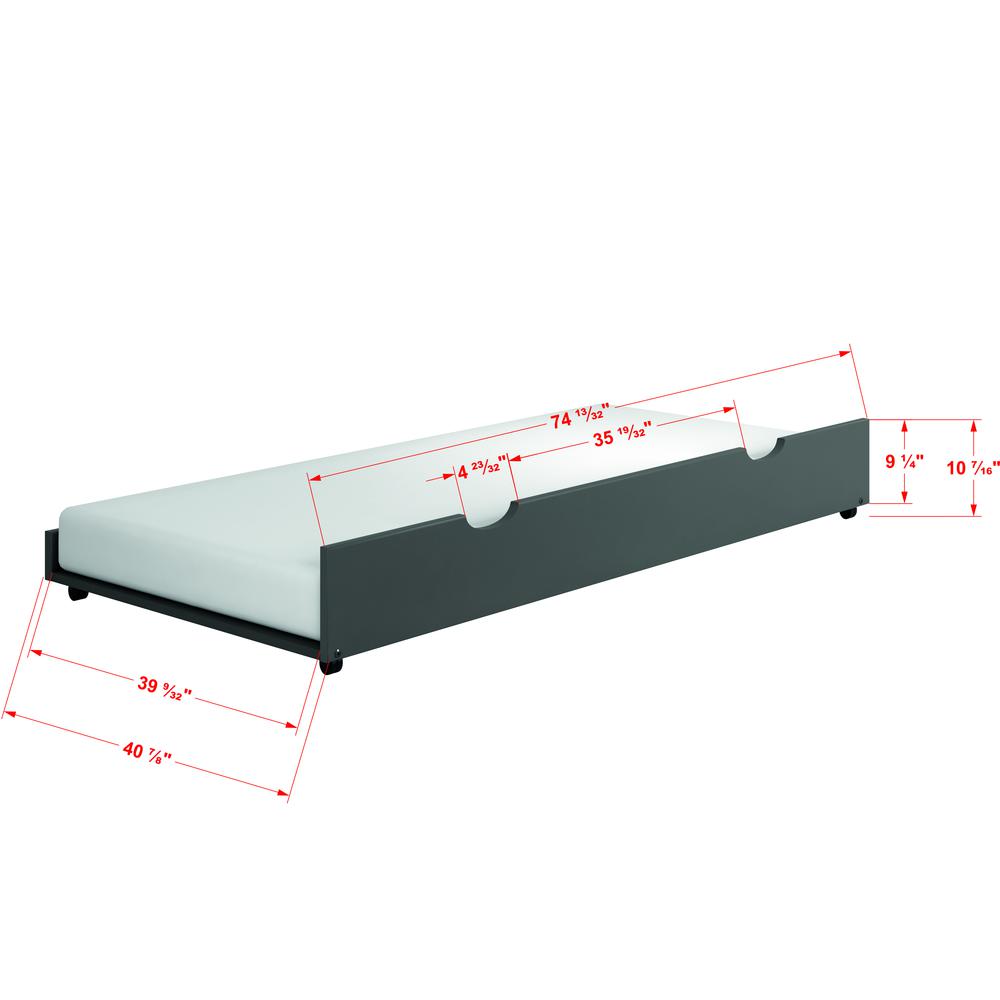 Twin Trundle Bed Grey Finish