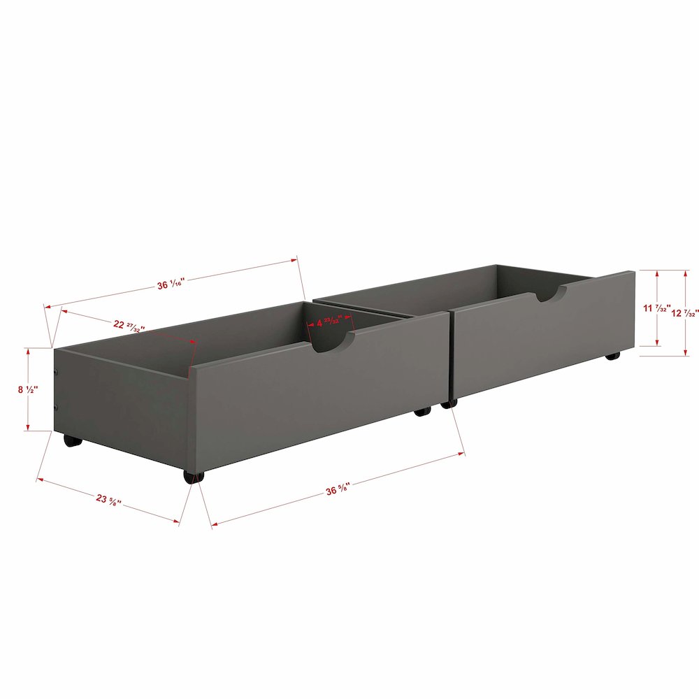 Dual Underbed Drawers Brushed Grey