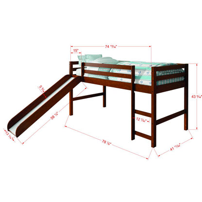 Twin Low Loft W/Slide , Drawers Or Trundle Not Included