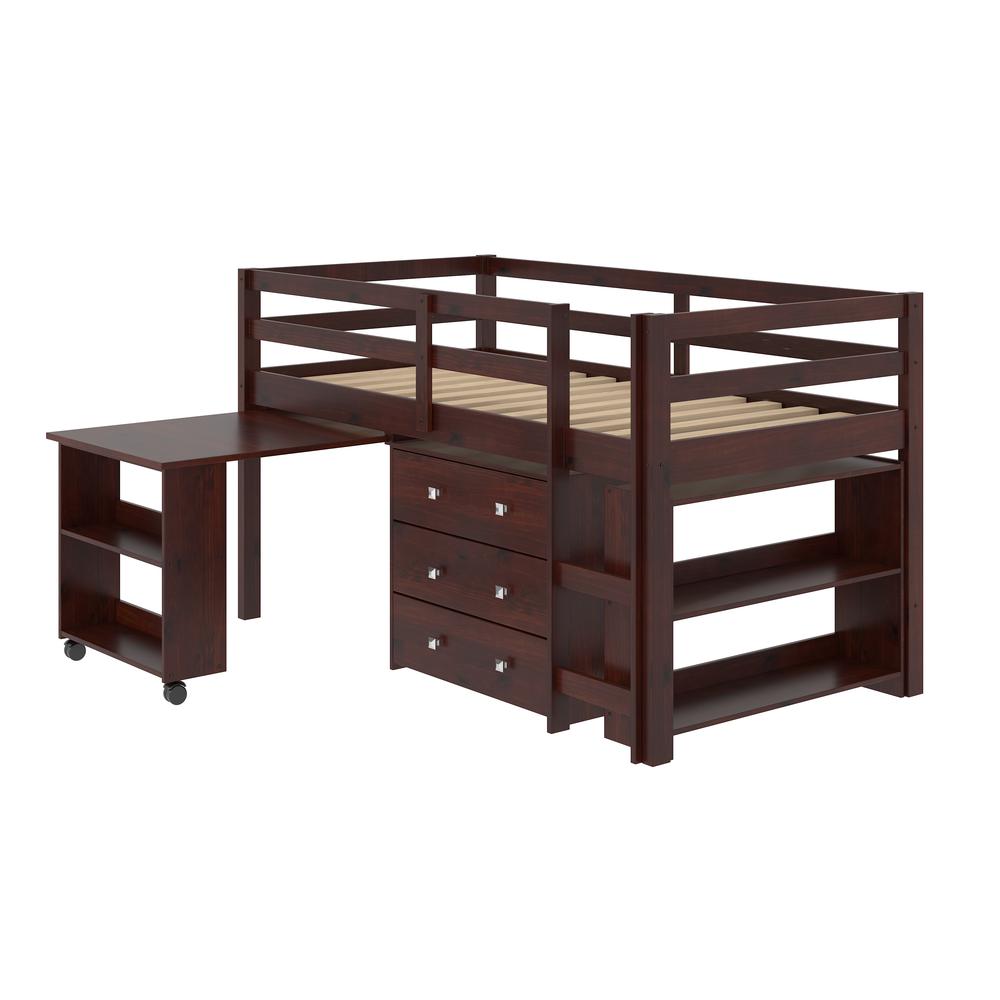 Twin Low Loft Includes Desk, Chest & Bookcase