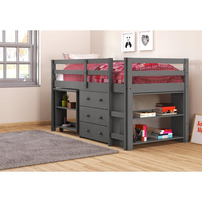 Twin Low Loft Includes Desk, Chest & Bookcase