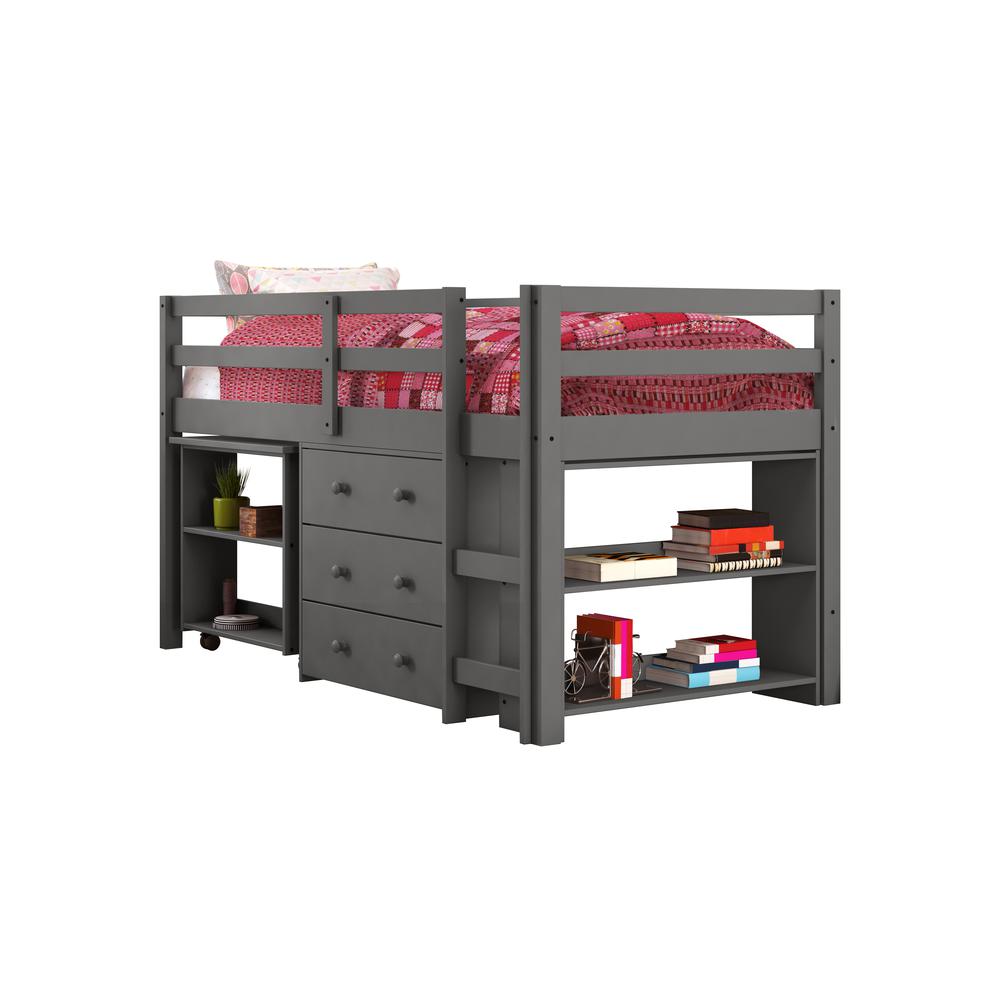 Twin Low Loft Includes Desk, Chest & Bookcase