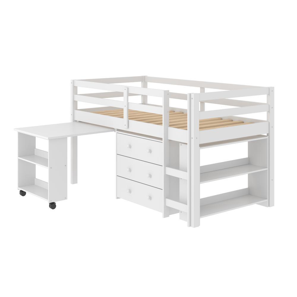 Twin Low Loft Includes Desk, Chest & Bookcase