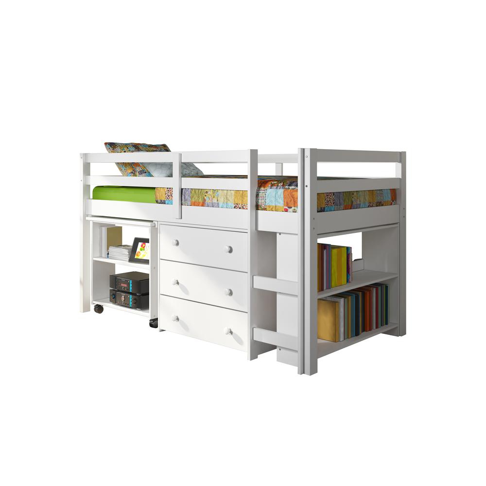 Twin Low Loft Includes Desk, Chest & Bookcase