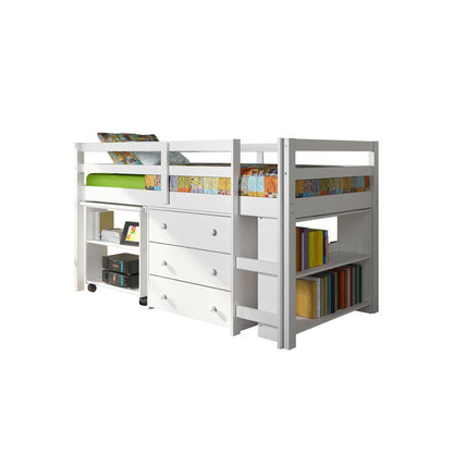 Twin Low Loft Includes Desk, Chest & Bookcase