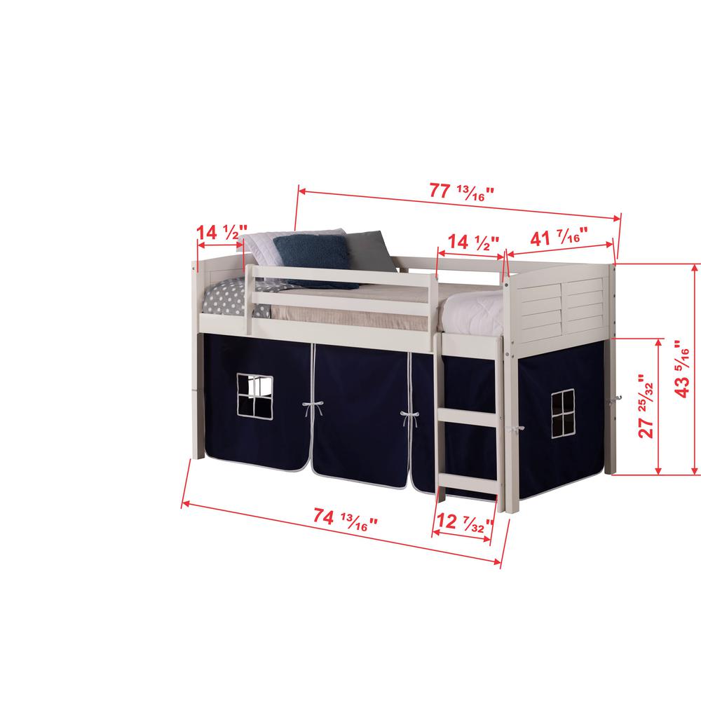 TWIN LOUVER LOW LOFT WHITE W/BLUE TENT