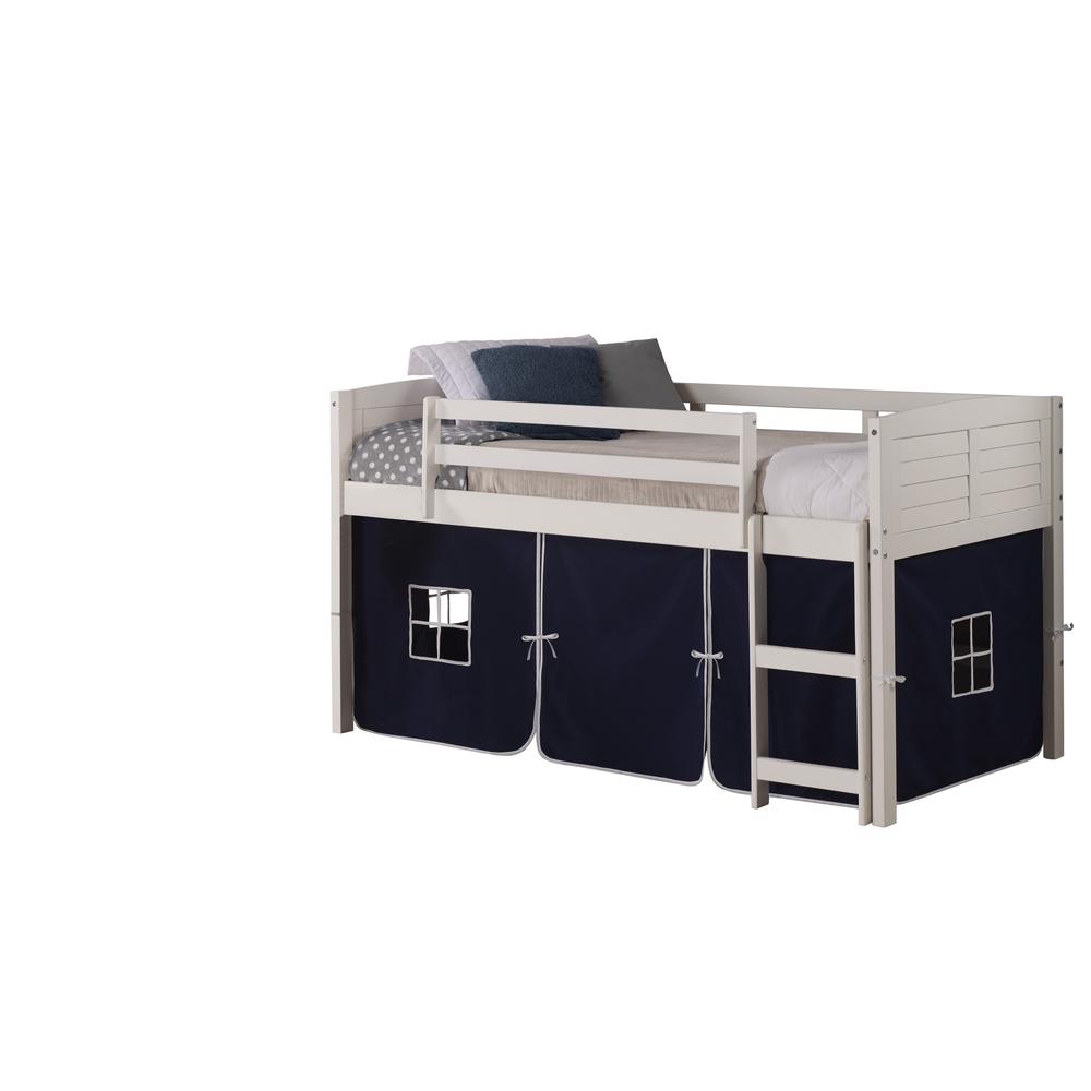 TWIN LOUVER LOW LOFT WHITE W/BLUE TENT