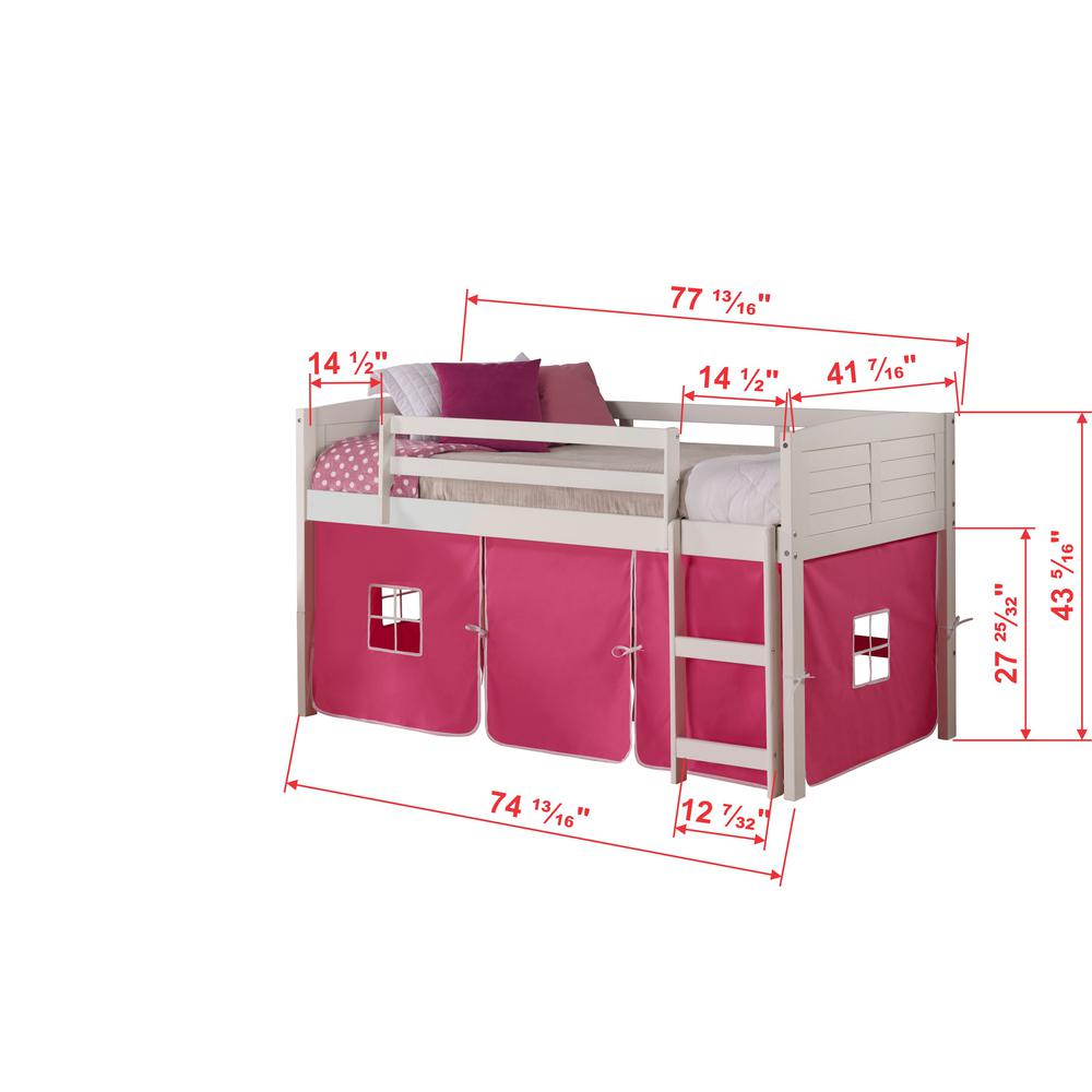 TWIN LOUVER LOW LOFT WHITE W/PINK TENT