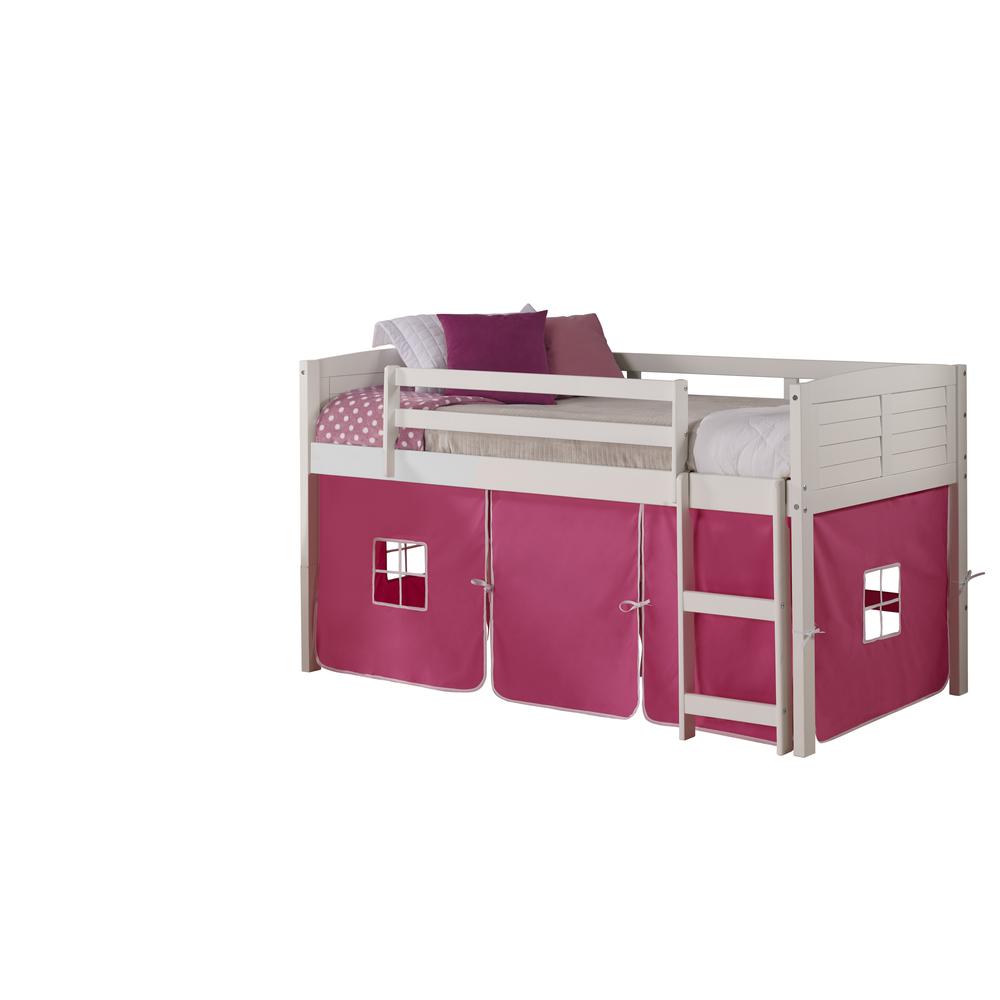 TWIN LOUVER LOW LOFT WHITE W/PINK TENT