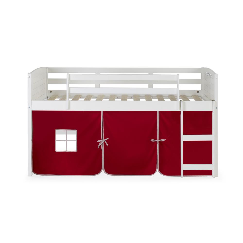 TWIN LOUVER LOW LOFT WHITE W/RED TENT