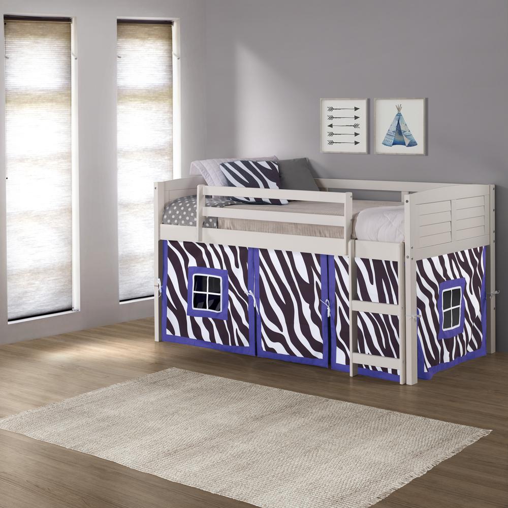 Twin Louver Low Loft White W/Zebra Tent