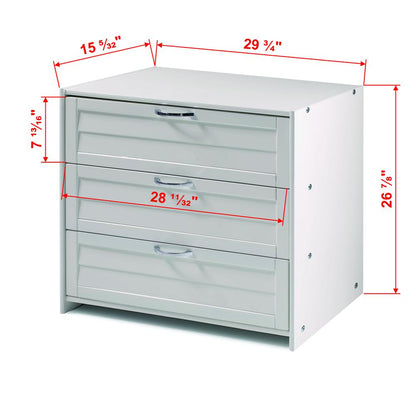 Louver Low Loft 3 Drawer Chest White