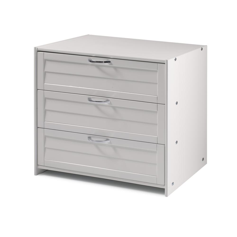 Louver Low Loft 3 Drawer Chest White