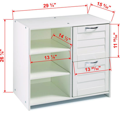 Louver Low Loft 2 Dr Chest/Shelves White