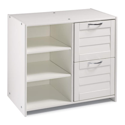 Louver Low Loft 2 Dr Chest/Shelves White