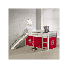 TWIN PANEL LOW LOFT BED WITH SLIDE IN TWO-TONE GREY/WHITE FINISH & RED TENT KIT