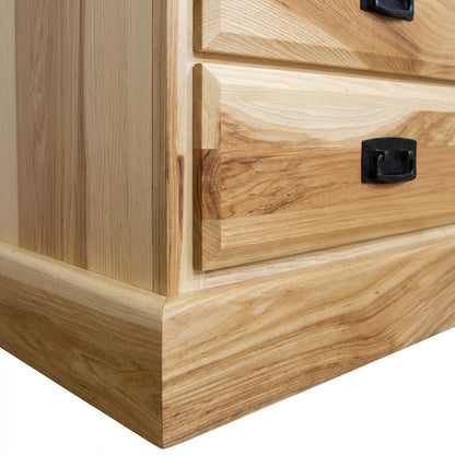 Light Wood 3 Drawer Nightstand, Solid Hickory Wood, Antiqued Bronze Hardware
