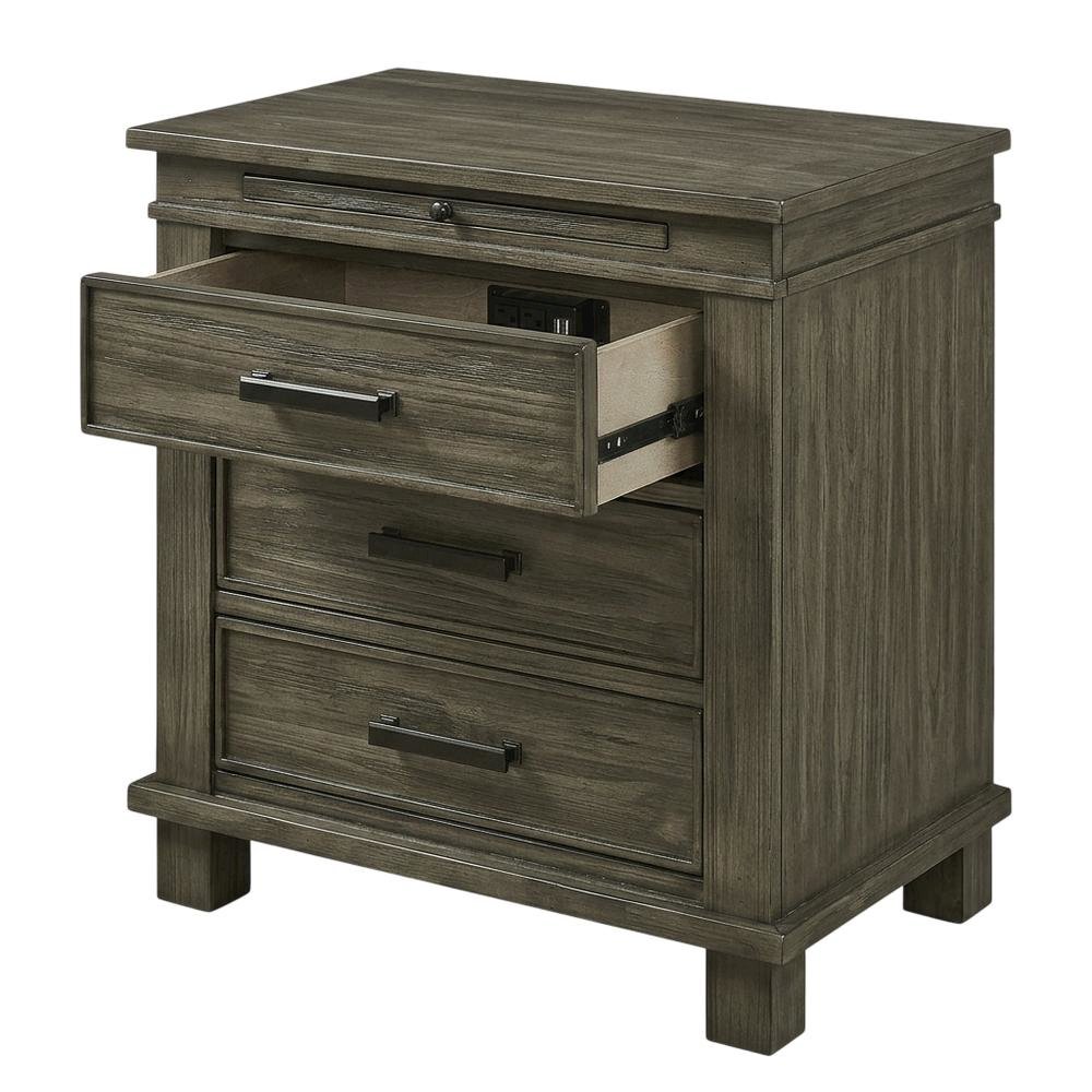 Distressed Finish Nightstand with Oxidized Iron Hardware
