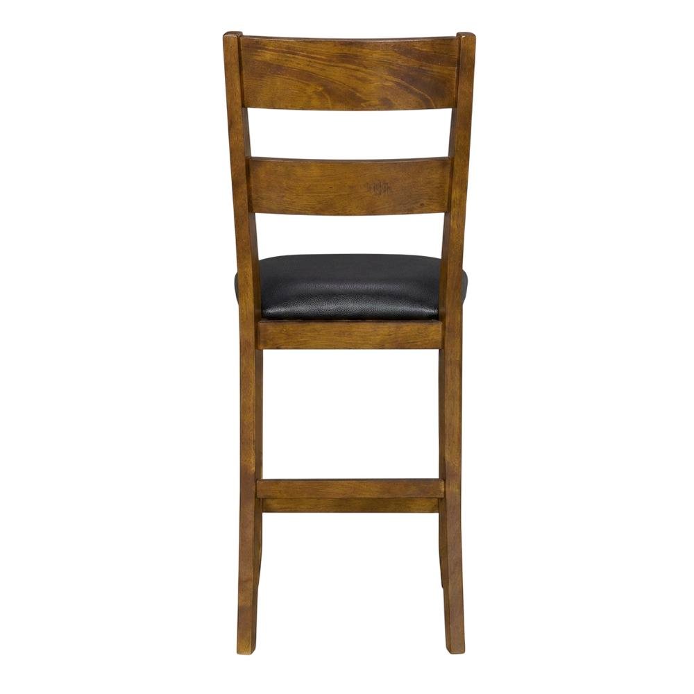 Rustic Whiskey Counter Stool with Upholstered Faux Leather Seat 2-Piece Set