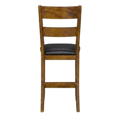 Rustic Whiskey Counter Stool with Upholstered Faux Leather Seat 2-Piece Set