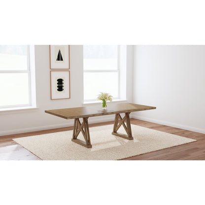 Weston Trestle Table with (1) 18" Sefl-Storing Leaf, Acorn