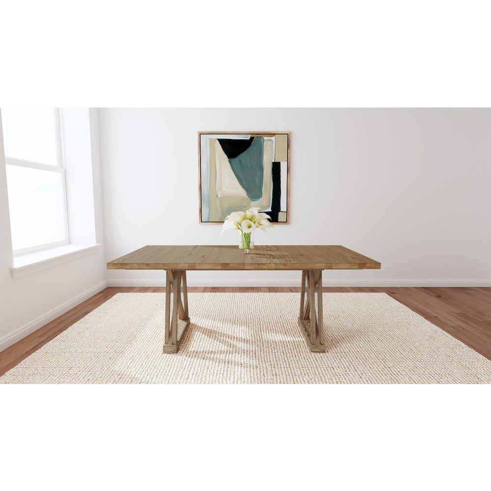Weston Trestle Table with (1) 18" Sefl-Storing Leaf, Acorn