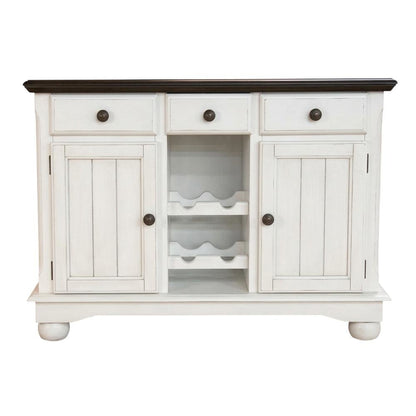 Cocoa Bean Finish Dining Server in Solid Rubberwood with Light Distressed Style