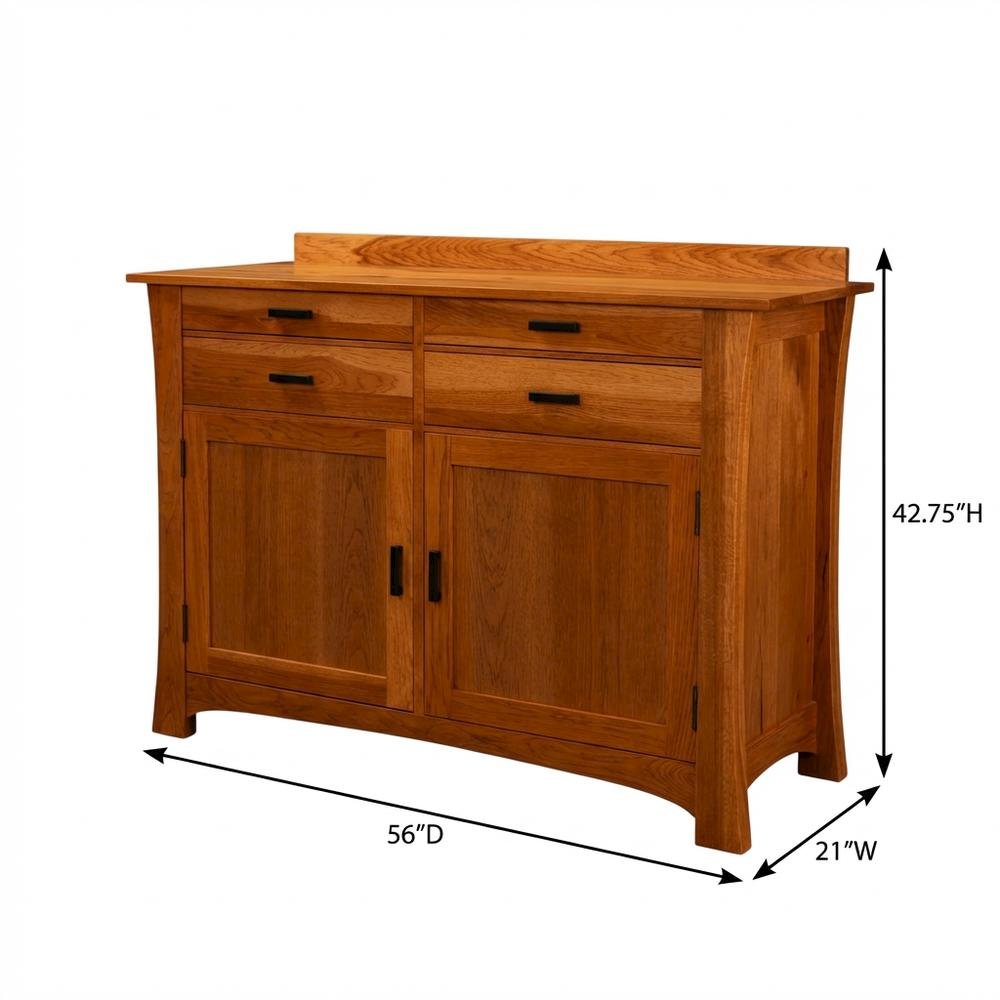 Distressed Finish Sideboard in Solid American Hickory with Arts and Crafts Style