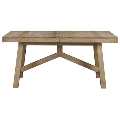 Rustic Extendable Dining Table with Leaf, Solid Trestle Table for 8 Guests