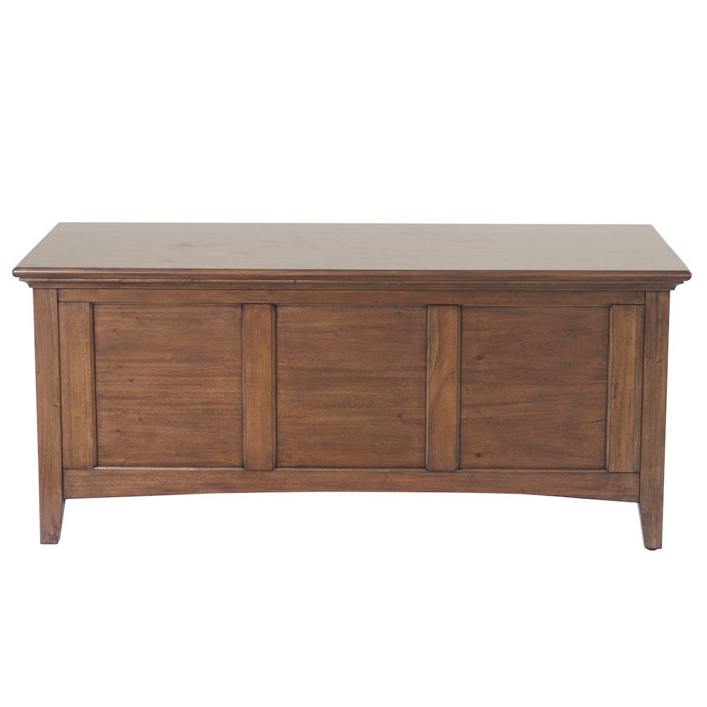 Cherry Brown Storage Bench with Trunk Lid, Wooden Chest for Bedroom Use