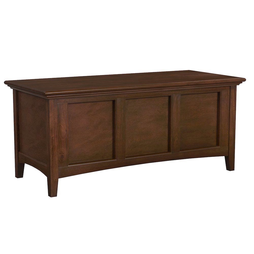 Cherry Brown Storage Bench with Trunk Lid, Wooden Chest for Bedroom Use