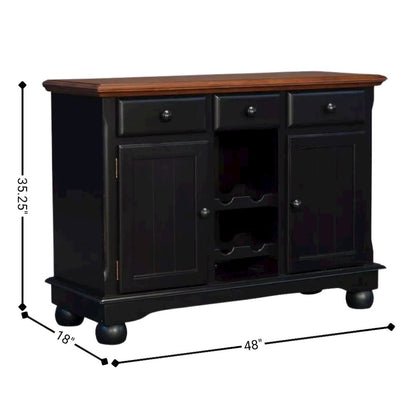 Black Farmhouse Coffee Bar, Wine Cabinet with Storage and Drawers