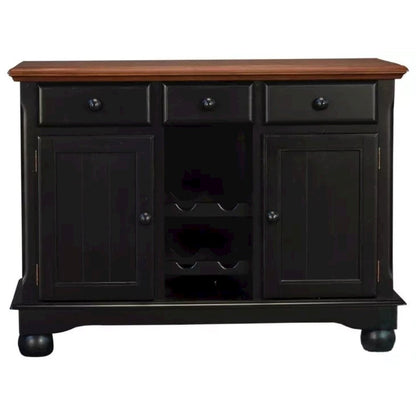 Black Farmhouse Coffee Bar, Wine Cabinet with Storage and Drawers