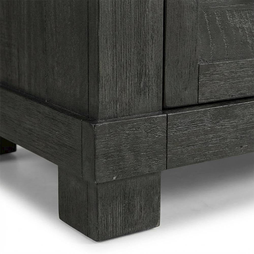 Charcoal Rustic Nightstand with Distressed Solid Pine and Graphite Hardware