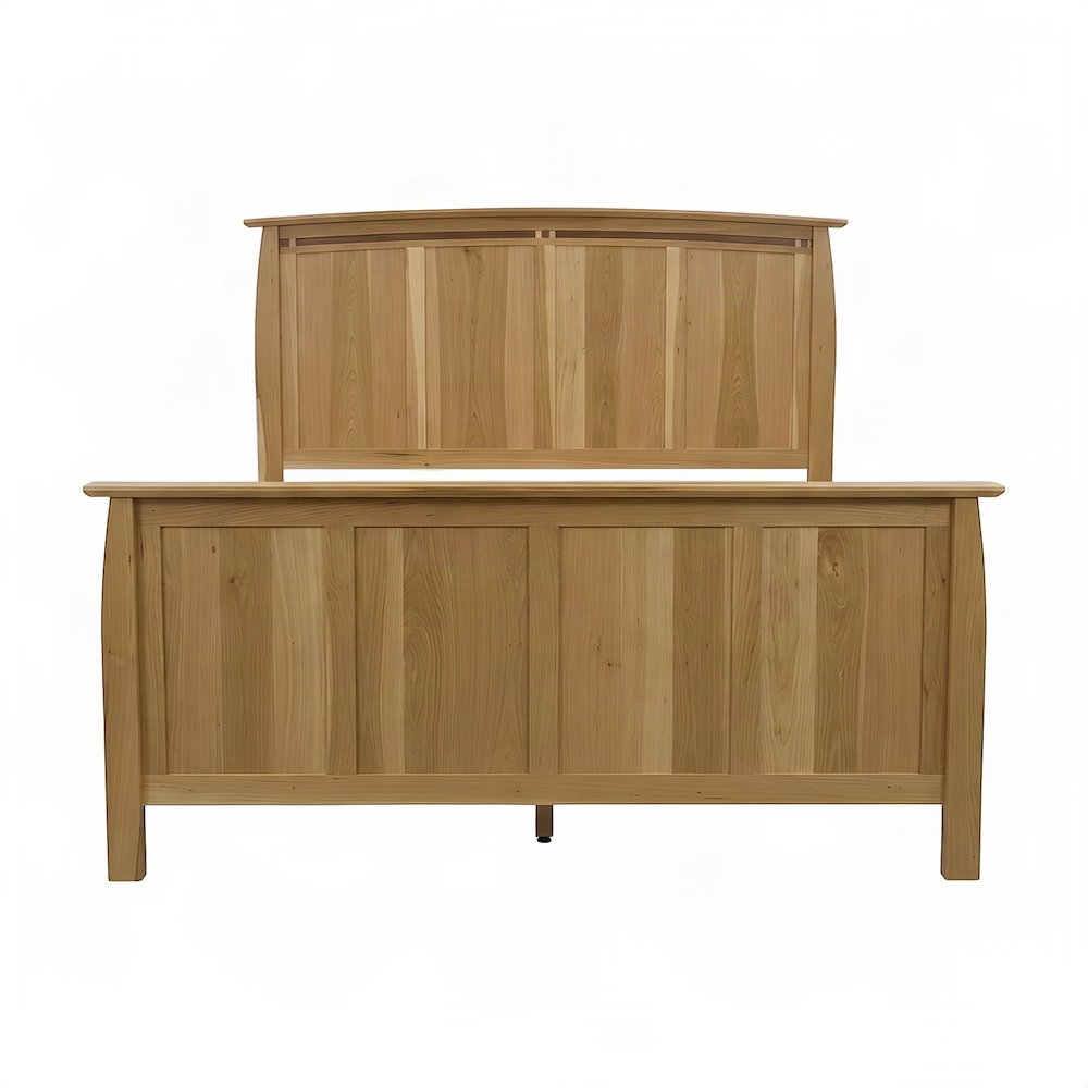 Solid American Hickory Farmhouse Queen Panel Bed Frame with Headboard, Natural