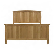 Solid American Hickory Farmhouse Queen Panel Bed Frame with Headboard, Natural