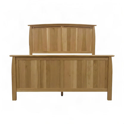 Solid American Hickory Farmhouse Queen Panel Bed Frame with Headboard, Natural