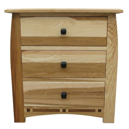 Natural Hickory Nightstand with Bronze Hardware and 3 Drawers