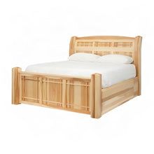 Solid Hickory Wood King Platform Bed Frame with Under-Bed Storage, Natural