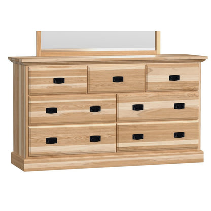 Amish Highlands 7 Drawer Dresser & Mirror, Natural