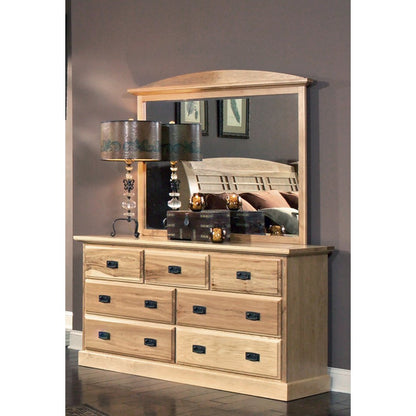Amish Highlands 7 Drawer Dresser & Mirror, Natural