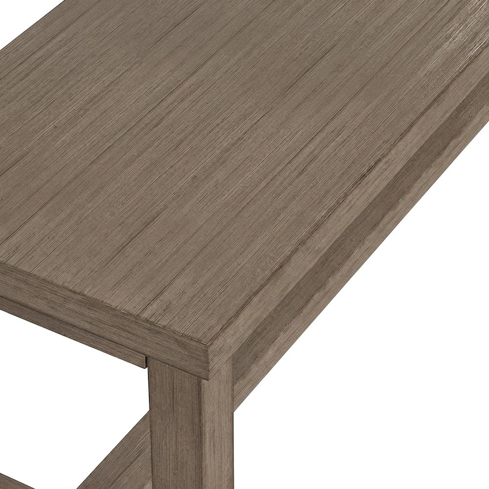 Solid Mahogany Dining Bench with Distressed Finish, Modern Rustic, Dark Taupe
