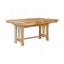 60" - 96" Trestle Table with Two (2) 18" Self-Storing Leaves, Natural Finish