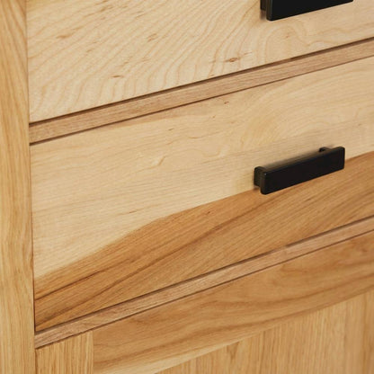 Natural Finish Sideboard with Distressed Look and Dark Brass Hardware